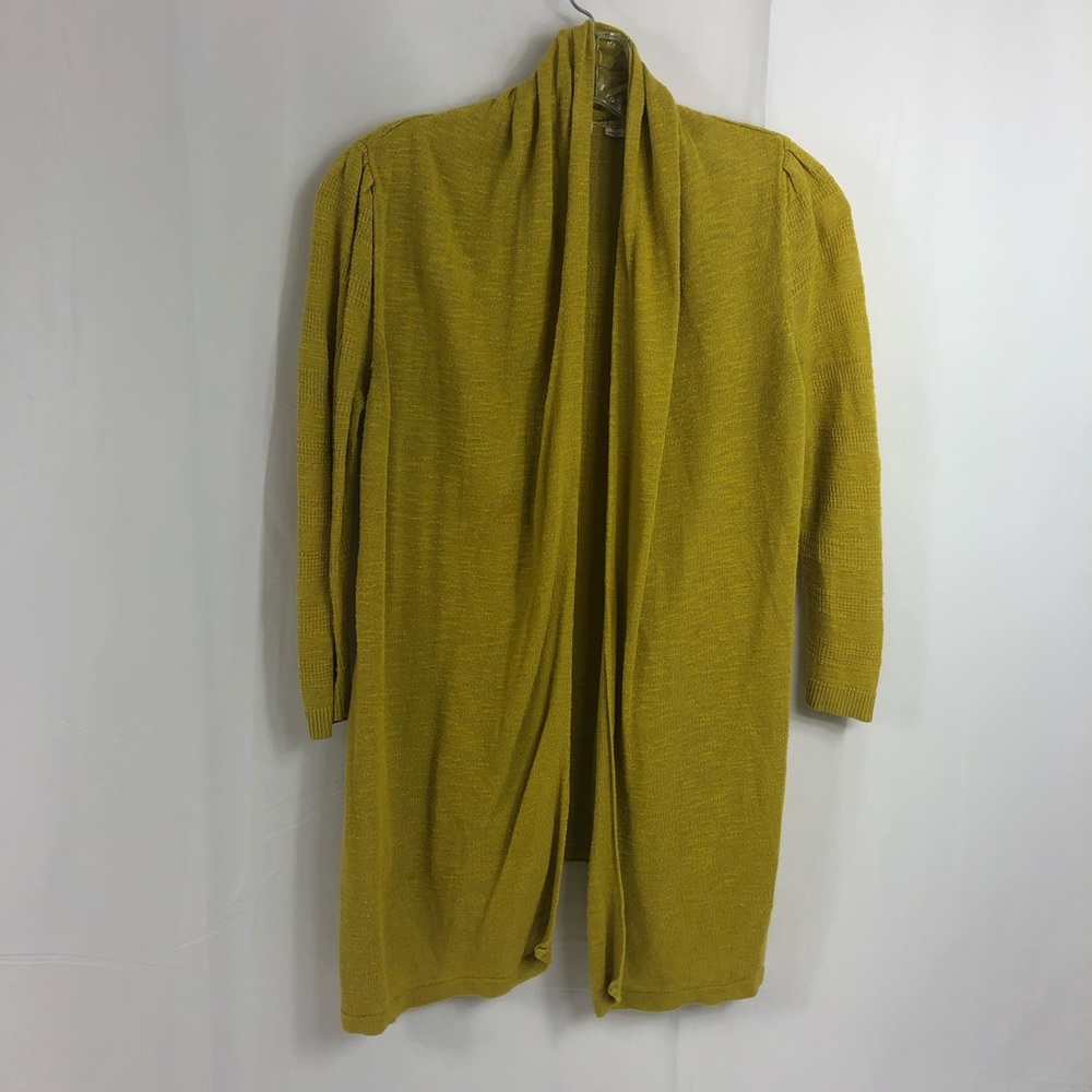 Anthropologie Shirred Collar Yellow Cardigan S - Picture 2 of 8